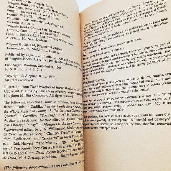 Nightmares Dreamscapes Stephen King Book First Signet 1994 Paperback Tight Spine - Picture 5 of 9